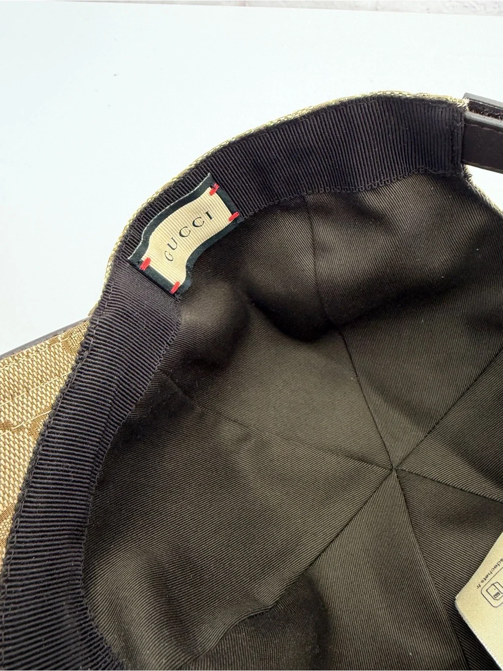 Gucci NWT Classic Web Sherry Line Khaki GG Baseball Hat